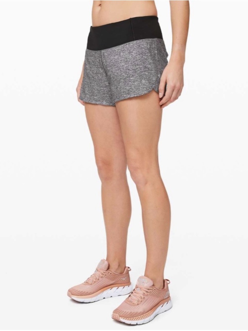 lululemon athletica Grey Heather Shorts with Black Waistband